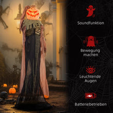 Laden Sie das Bild in den Galerie-Viewer, Animierte Halloween-Dekoration – Schädelkürbisgeist mit LED-Augen &amp; Sound, 183 cm