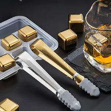 Laden Sie das Bild in den Galerie-Viewer, Coole Drinks, edle Form: Goldene 12er-Set Edelstahl Eiswürfel