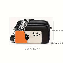 Laden Sie das Bild in den Galerie-Viewer, Stylische Crossbody-Tasche mit breitem Riemen, weiß, schwarz, braun