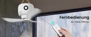Mobiler Akku-Deckenventilator mit LED und Fernbedienung – 8000 mAh Akku