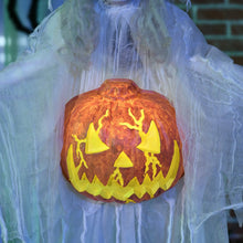 Laden Sie das Bild in den Galerie-Viewer, Lebensgroße alte Halloween-Hexe, Soundfunktion, mit Bewegungssensor und LED-Lichtern, 183 cm, weiß