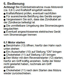 Stromgenerator mit 6,5 PS Benzinmotor für die dauerhafte Stromerzeugung.