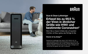 Healthcare Braun Healthcare Scan & Clean Air Luftreiniger (Allergie, bis zu 129 m2, CADR 315 m3/h, Dreifachfilterung, Luftqualitätssensor)