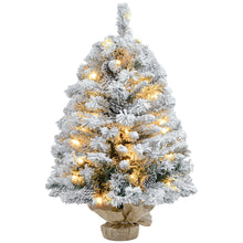 Laden Sie das Bild in den Galerie-Viewer, Künstlicher Weihnachtsbaum – 90 cm mit LED-Lichtern, Schneezweigen und Tannenzapfen, flammhemmend