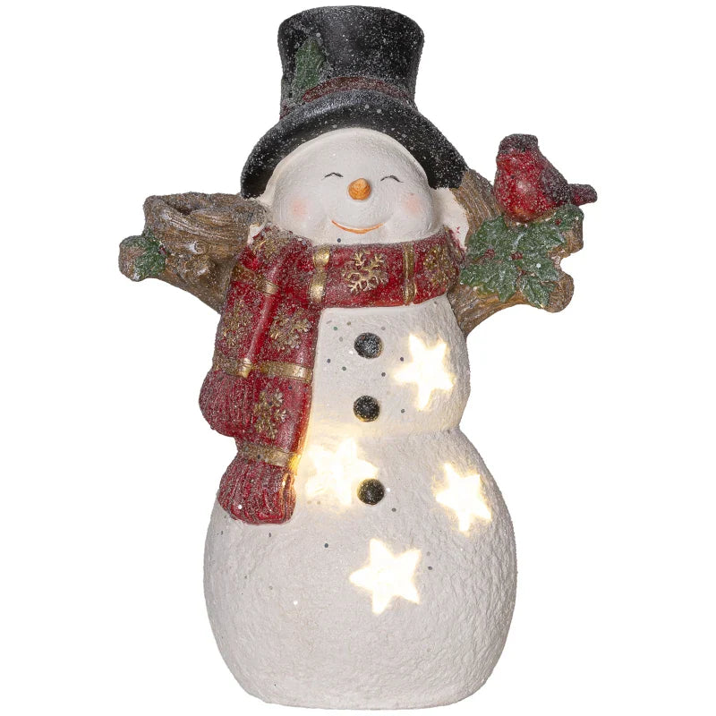 Schneemann Weihnachtsdeko mit LED-Beleuchtung, Batteriebetrieb, warmweiß, 38 cm