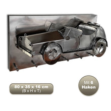 Laden Sie das Bild in den Galerie-Viewer, Kunst aus Stahl. (3D) Oldtimer-Wandgarderoben. 80 cm. Hakenleiste Paneel 80x35x16cm 4 künstlerische Modelle in Handarbeit.