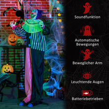 Laden Sie das Bild in den Galerie-Viewer, Halloween Dekoration Stehender Clown 173cm mit LED-Lichter Soundeffekt, pink und lila