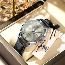Laden Sie das Bild in den Galerie-Viewer, Herren Armbanduhr mit schwarzem Lederband. 4 Ausführungen.