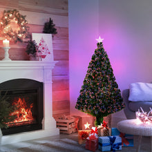 Laden Sie das Bild in den Galerie-Viewer, Künstlicher Weihnachtsbaum mit LED-Lichtern, 120 cm, Glasfaser-Beleuchtung, Grün