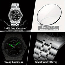 Laden Sie das Bild in den Galerie-Viewer, Elegante Herren-Armbanduhr, Stahlband. Mit Wochentag-Anzeige. 3 Modelle.