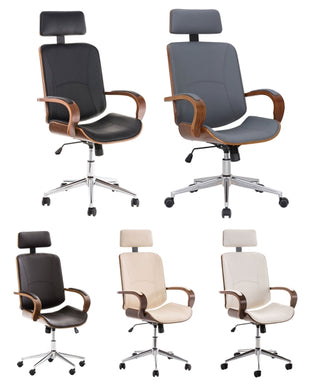 Lager-Räumungs-Aktion: Designer-Bürostuhl DYTON Chefsessel Leder-Holz-Kombination (Netto 139,-)