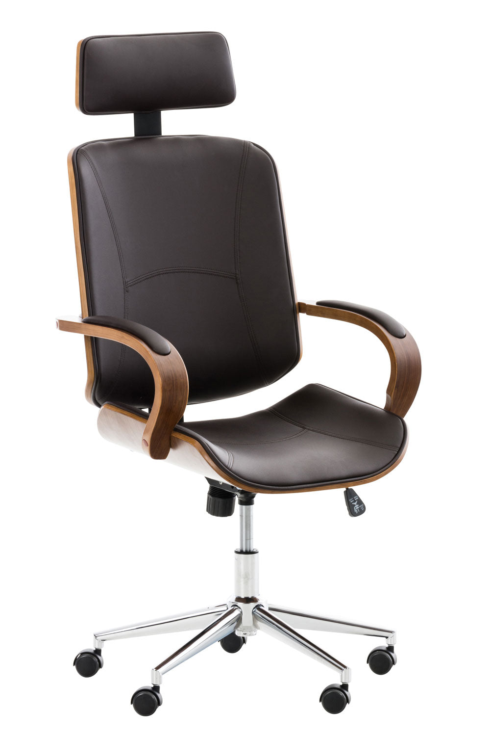 Lager-Räumungs-Aktion: Designer-Bürostuhl DYTON Chefsessel Leder-Holz-Kombination (Netto 139,-)
