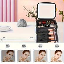 Laden Sie das Bild in den Galerie-Viewer, Kosmetiktasche mit Doppelspiegel, LED-beleuchtet. Make-up Tasche. Schminkkoffer für Damen