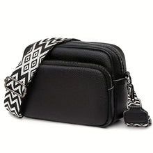 Laden Sie das Bild in den Galerie-Viewer, Stylische Crossbody-Tasche mit breitem Riemen, weiß, schwarz, braun