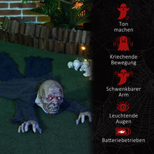 Laden Sie das Bild in den Galerie-Viewer, Halloween Dekoration heulender, kriechender Zombie 159 cm LED-Lichter Soundfunktion