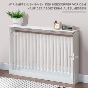 Heizkörperabdeckung mit Lamellendesign & Ablagefläche – Weiß, 120 cm