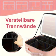 Laden Sie das Bild in den Galerie-Viewer, Kosmetiktasche mit Doppelspiegel, LED-beleuchtet. Make-up Tasche. Schminkkoffer für Damen