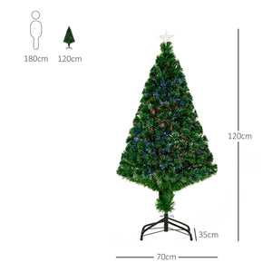 Künstlicher Weihnachtsbaum mit LED-Lichtern, 120 cm, Glasfaser-Beleuchtung, Grün