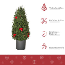 Laden Sie das Bild in den Galerie-Viewer, Mini-Weihnachtsbaum mit roten Beeren und Tannenzapfen – 47 cm