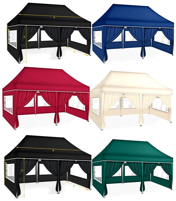 Faltpavillon wasserdicht. Pop Up. Mit 6 Seitenteilen. 3x6 Meter. Garte –  Premium Box GmbH