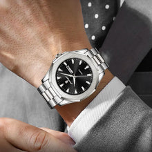 Laden Sie das Bild in den Galerie-Viewer, Edelstahl Herren Armbanduhr mit Achteck-Lünette. Verschiedene Ausführungen.