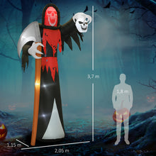 Laden Sie das Bild in den Galerie-Viewer, Aufblasbare Halloween-Dekoration –  XXL-Sensenmann mit Sense und Totenkopf, LED beleuchtet, 370 cm