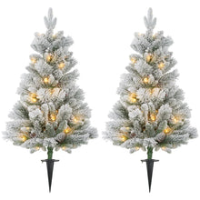 Laden Sie das Bild in den Galerie-Viewer, Weihnachtsbaum-Set – 2er-Set mit LED-Beleuchtung, Tannenzapfen und roten Beeren, 107 cm