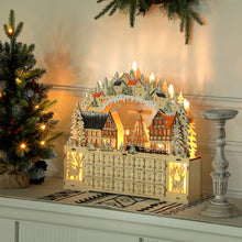 Laden Sie das Bild in den Galerie-Viewer, Adventskalender, Weihnachtsdorf, 18 LEDs, 24 Schubladen, wiederverwendbar, 45 x 9 x 42,5 cm