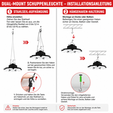 Laden Sie das Bild in den Galerie-Viewer, Akku-LED-Hängeleuchte – Flexible Akku-Deckenleuchte auch zum Hinstellen mit höhenverstellbarer Stahlseil-Aufhängung
