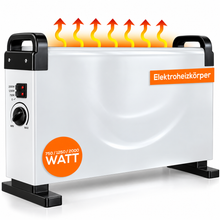 Laden Sie das Bild in den Galerie-Viewer, Leistungsstarker Konvektor für angenehme Wärme. 3 Stufen einstellbar bis 2000 Watt mit Thermostat