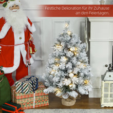 Laden Sie das Bild in den Galerie-Viewer, Künstlicher Weihnachtsbaum – 90 cm mit LED-Lichtern, Schneezweigen und Tannenzapfen, flammhemmend