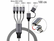 Laden Sie das Bild in den Galerie-Viewer, Multifunktions-Ladekabel für alle Ladebedürfnisse 8in1 USB-C/A zu USB-C/Micro-USB/Lightning