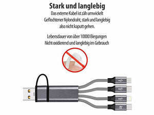 Multifunktions-Ladekabel für alle Ladebedürfnisse 8in1 USB-C/A zu USB-C/Micro-USB/Lightning