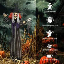Laden Sie das Bild in den Galerie-Viewer, Animierte Halloween-Dekoration – Hexe mit Zepter, LED-Augen, Sound &amp; Bewegung, 160