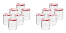 Laden Sie das Bild in den Galerie-Viewer, Einmachglas Karo-Design, 425 ml, rund, 6er/12er/24er/48er Set