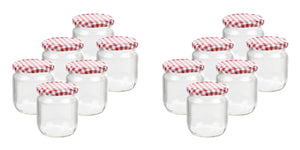 Einmachglas Karo-Design, 425 ml, rund, 6er/12er/24er/48er Set