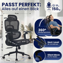 Laden Sie das Bild in den Galerie-Viewer, Der ergonomische Bürostuhl JENS überzeugt durch hohen Sitzkomfort