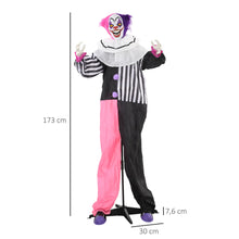 Laden Sie das Bild in den Galerie-Viewer, Halloween Dekoration Stehender Clown 173cm mit LED-Lichter Soundeffekt, pink und lila