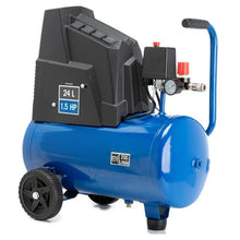 Laden Sie das Bild in den Galerie-Viewer, Kompressor 8 BAR 24 Liter Kessel im Set mit Druckluftpistole Spiralschlauch. Für Auto, LKW, Wohnmobil, Fahrrad, Motorrad usw. und Werkzeuge.