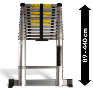 Teleskop-Anlegeleitern mit Aluminiumringen 260/320/380/410/440 cm