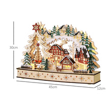 Laden Sie das Bild in den Galerie-Viewer, Weihnachtsdorf im Winterwunderland, 20 LED-Lichter, mehrschichtig, Naturholz, 45 x 12 x 30 cm
