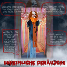 Laden Sie das Bild in den Galerie-Viewer, Animierte Halloween-Dekoration – Grusel-Clown mit Sound, LED &amp; Bewegung, 168 cm