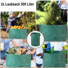 Laden Sie das Bild in den Galerie-Viewer, Doppelpack: 500 Liter Gartenabfallsack XXL. Gartentasche Riesiger Laubsack