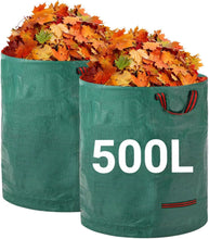 Laden Sie das Bild in den Galerie-Viewer, Doppelpack: 500 Liter Gartenabfallsack XXL. Gartentasche Riesiger Laubsack