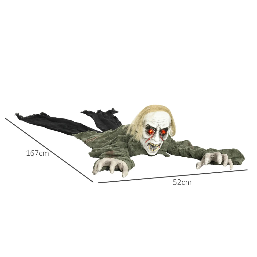 Halloween Dekoration kriechender Zombie 167 cm  LED-Lichter Soundfunktion