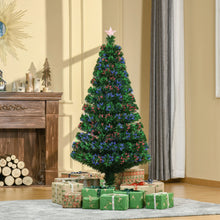 Laden Sie das Bild in den Galerie-Viewer, Weihnachtsbaum mit LED-Glasfaserbeleuchtung – 1,5 m, realistisches Design, flammhemmend
