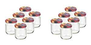 Einmachglas Obst-Design, 425 ml, rund, 6er/12er/24er/48er Set