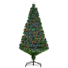 Laden Sie das Bild in den Galerie-Viewer, Weihnachtsbaum mit LED-Glasfaserbeleuchtung – 1,5 m, realistisches Design, flammhemmend