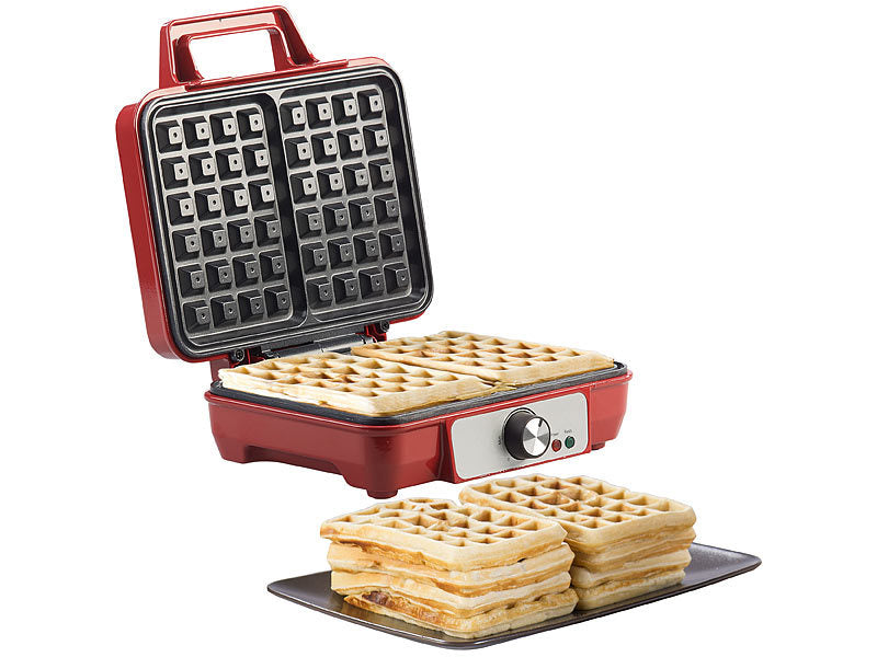 Waffelmaschine: Waffeleisen für belgische Waffeln mit stufenloser Temperatur-Regelung. 1000 Watt.