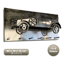 Laden Sie das Bild in den Galerie-Viewer, Kunst aus Stahl. (3D) Oldtimer-Wandgarderoben. 80 cm. Hakenleiste Paneel 80x35x16cm 4 künstlerische Modelle in Handarbeit.